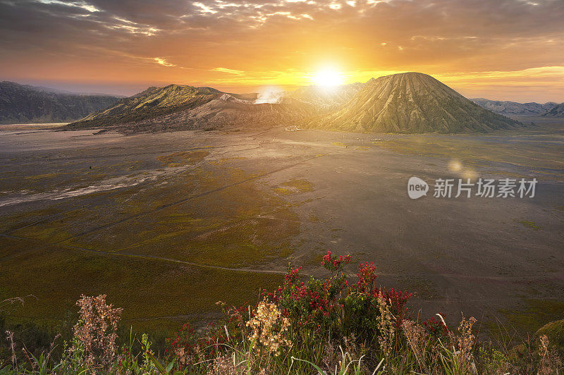 印度尼西亚东爪哇的布罗莫山(Gunung Bromo)日出。